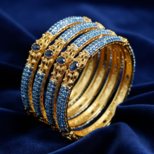 Premium Gold Bangles Set – Multicolor zircon stone Bridal & Festive Collection